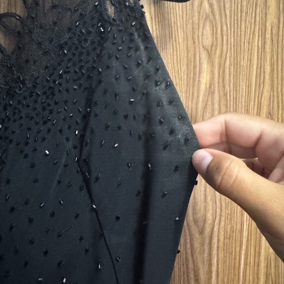 Cache Black Beaded Sheer Neckline Evening Gown Dress Size 12. Preown - Picture 8 of 14